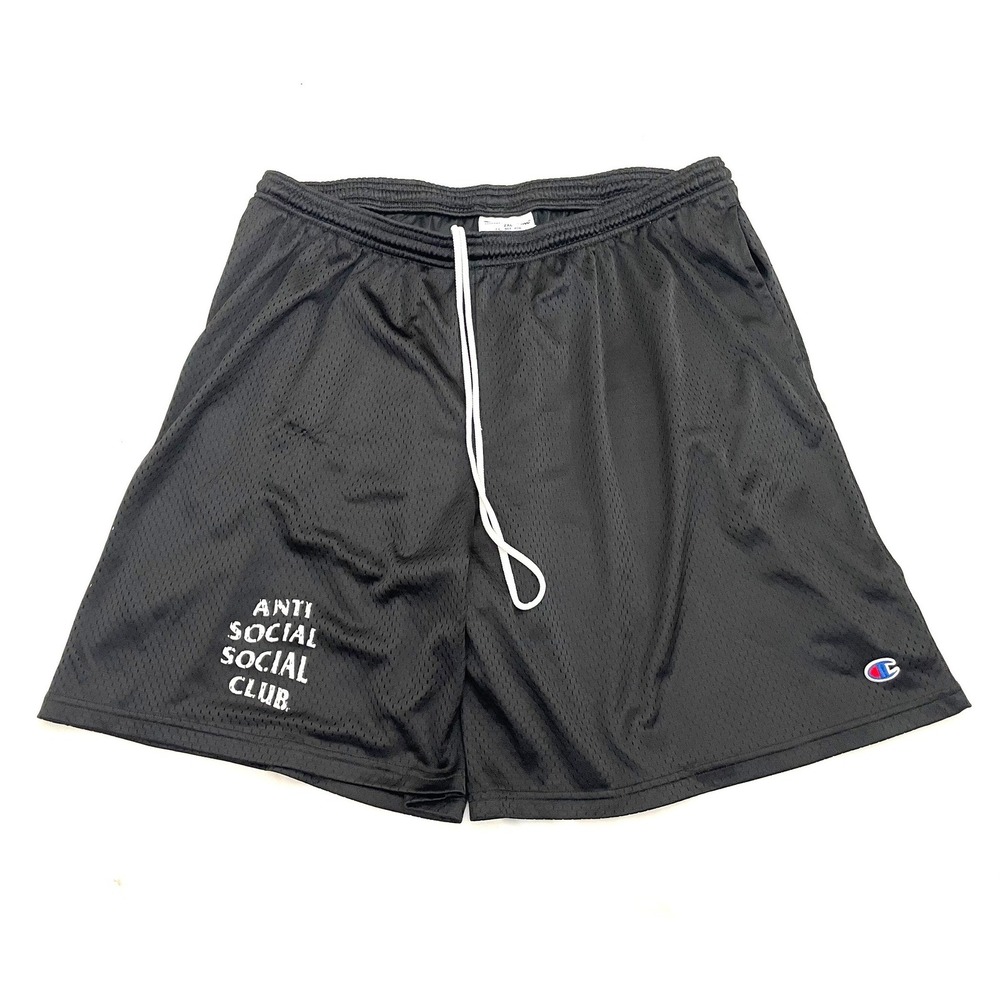 Anti Social Social Club Champion Shorts Mens 2XL Black Mesh Athletic Streetwear